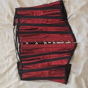 Black & burgundy steel underbust corset